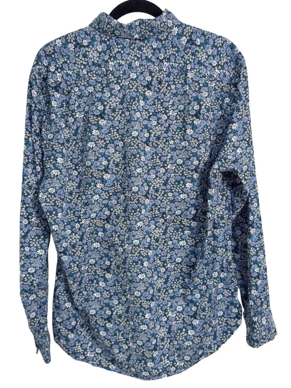 J. Crew Flex Men’s Large Cotton Blue Floral Long-sleeve Button Down Shirt